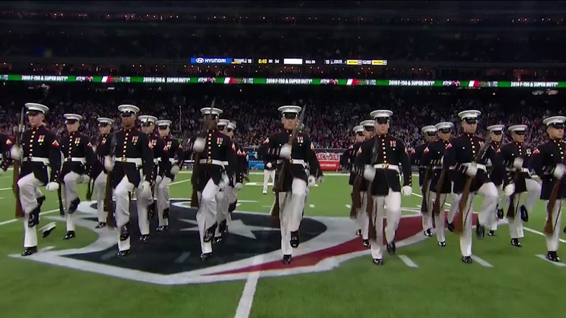 Military on an NFL pitch